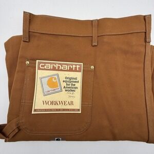Carhartt 62W Brown Double Front Work Dungaree Brown Duck Pants 50x30 USA NWT NOS